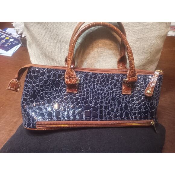 SAMANTHA BROWN Insulated Travel Wine Tote Faux Croc Leather Zip Closure Color - Picture 8 of 8